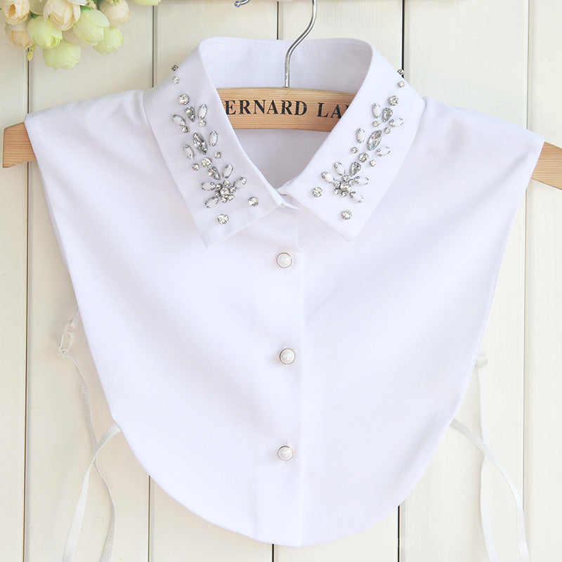 Rhinestone Fake Collar Shirt For Women