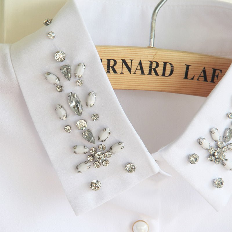 Rhinestone Fake Collar Shirt For Women