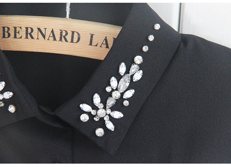 Rhinestone Fake Collar Shirt For Women