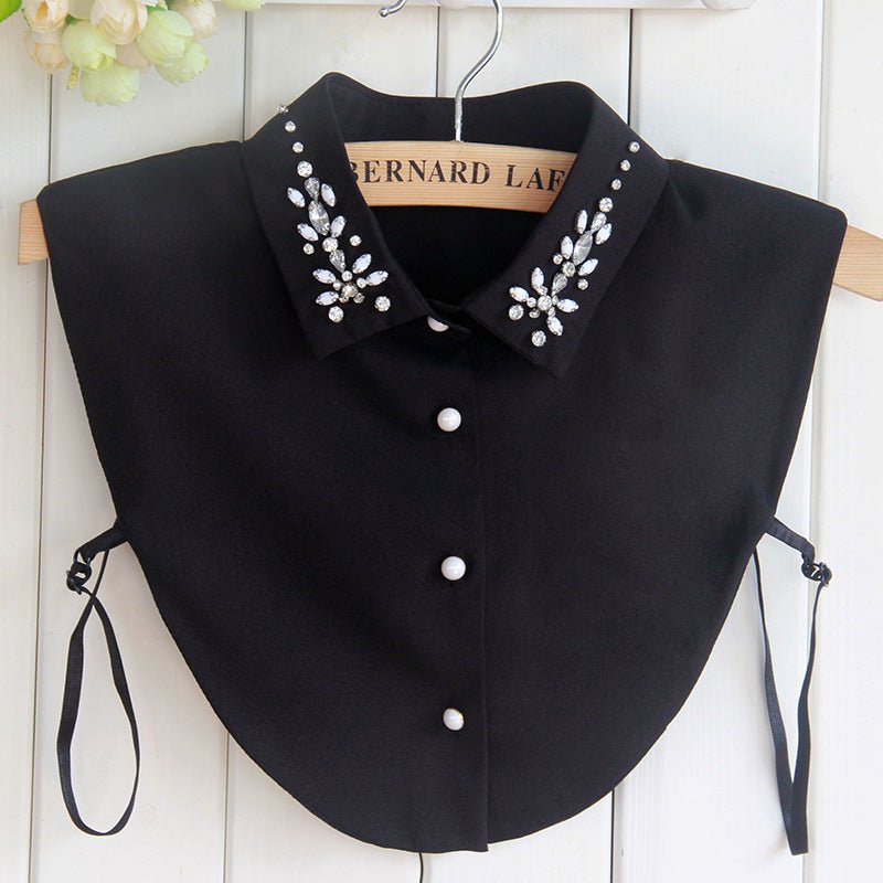 Rhinestone Fake Collar Shirt For Women
