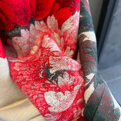 Retro Floral Artificial Cashmere Scarf
