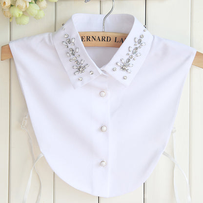 Rhinestone Fake Collar Shirt For Women