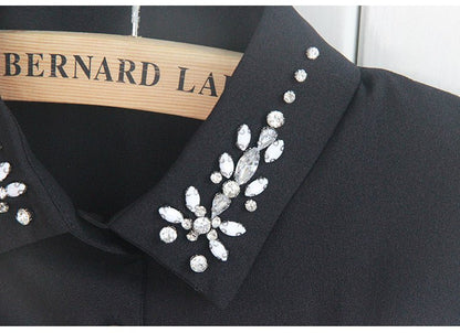Rhinestone Fake Collar Shirt For Women