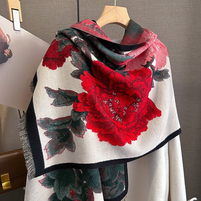 Retro Floral Artificial Cashmere Scarf